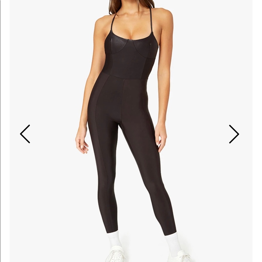 NWT WeWoreWhat Catsuit Jumpsuit Shiny Black Spandex